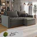 Ver imagem 1 de Sofá Cama Retrátil em Madeira Eucalipto e Linho 220cm Flórida