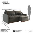 Ver imagem 3 de Sofá Cama Retrátil em Madeira Eucalipto e Linho 220cm Flórida Cinza Escuro