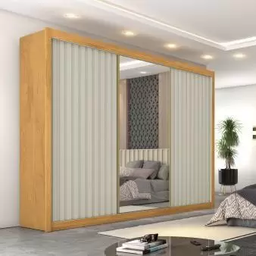 Guarda Roupa Ripado Espelho 3 Portas Viena Móveis Europa - 1