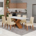 Ver imagem 2 de Conjunto de Mesa Sala de Jantar Tampo com Vidro 1,80m Grécia 6 Cadeiras Trieste Dobuê