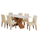 Ver imagem 1 de Conjunto de Mesa Sala de Jantar Tampo com Vidro 1,80m Grécia 6 Cadeiras Trieste Dobuê