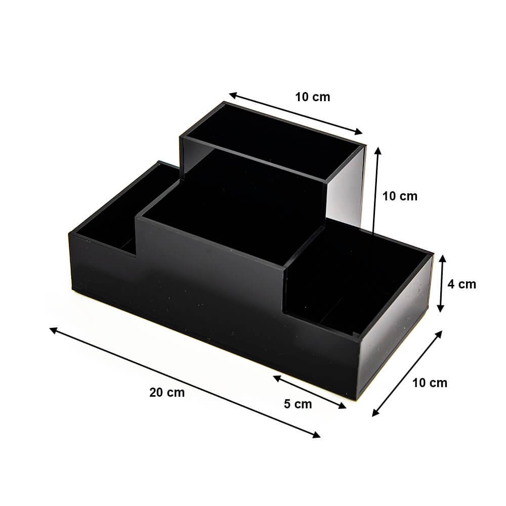 Organizador de mesa para escritório em Acrílico Preto 3 mm Centauri Acrílicos ORG-ME-P3 - 4