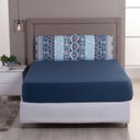 Ver imagem 3 de Jogo Cama Lençol Sonnet Solteiro Malha Estampada 100% Algodão 2 Peças - Geométrico - Azul