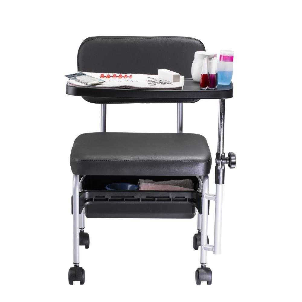 Ciranda Cadeira Manicure Encosto Fixo 1 Mesa Multiuso 1 Gaveta Removível Salão de Beleza Preto - 6