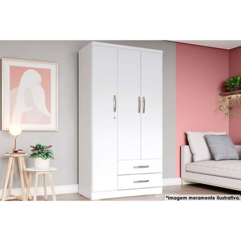 Guarda Roupa 3 Portas e 2 Gavetas Açaí Da133 Branco - Henn