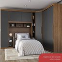 Ver imagem 4 de Guarda-Roupa Modular Solteiro 6 Portas 2 Gavetas com Porta de Correr Gênova Plus Ipê Wood/Grafite