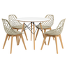 Conjunto Eames Mesa Branca 90cm 4 Cadeiras Kaila Wood Fendi Sala Cozinha Jantar - La Mobilia - 3