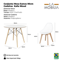 Ver imagem 2 de Conjunto Eames Mesa Branca 90cm 4 Cadeiras Kaila Wood Fendi Sala Cozinha Jantar - La Mobilia