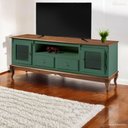 Ver imagem 1 de Rack para Tv Pés Luis Xv 2 Gavetas 2 Portas e Nicho 60503 Linz Móveis - Verde Musgo/imbuia Glazer