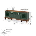 Ver imagem 5 de Rack para Tv Pés Luis Xv 2 Gavetas 2 Portas e Nicho 60503 Linz Móveis - Verde Musgo/imbuia Glazer