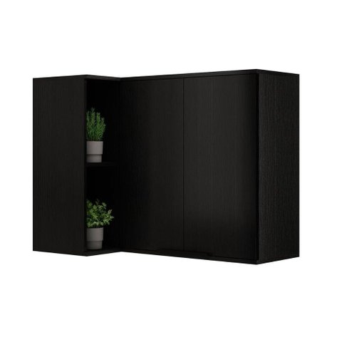 Armário Aéreo P/ Cozinha Alpha 2505 Canto Reto C/ 2 Portas 94cm Preto - Carraro