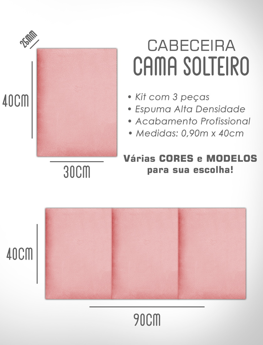 1 Módulo de Cabeceira Cama Box Solteiro Casal Queen King Estofada Modulada 40x30cm - 6