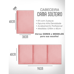 1 Módulo de Cabeceira Cama Box Solteiro Casal Queen King Estofada Modulada 40x30cm - 6