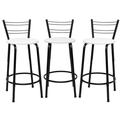 Kit 3 Banquetas para Bancada Flórida Preta 60cm Cozinha Gourmet Balcão Ilha Piscina Área de Lazer