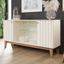 Ver imagem 2 de Buffet Aparador Eiffel 4 Portas Off White/nature com Ripado e Vidro - Móveis Henn