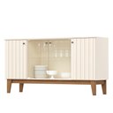 Ver imagem 1 de Buffet Aparador Eiffel 4 Portas Off White/nature com Ripado e Vidro - Móveis Henn