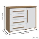 Ver imagem 2 de Cômoda Grande com Sapateira e 4 Gavetas Angra Rimo - Carvalho/branco