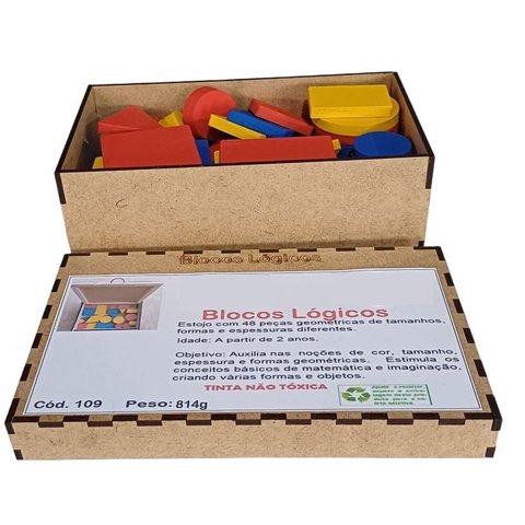 Blocos Lógicos Educativos Pedagógicos Brinquedos em madeira Jogos divertidos Socialização Diversão 