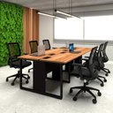 Ver imagem 1 de Plataforma de Trabalho 6 Pessoas 360cm X 120cm Pé Metal F5 Cor:nogal com Preto