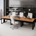Ver imagem 1 de Plataforma de Trabalho 6 Pessoas 360cm x 120cm Pé Metal F5 Cor:Nogal com Preto