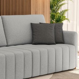 Sofá Retrátil Cama Alice 2,20m - 3 Lug. Encosto Deslizante Larbelle Móveis - Veludo - 4