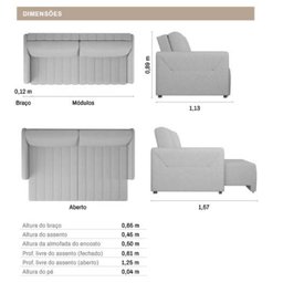 Sofá Retrátil Cama Alice 2,20m - 3 Lug. Encosto Deslizante Larbelle Móveis - Veludo - 8