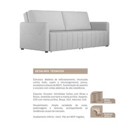 Sofá Retrátil Cama Alice 2,20m - 3 Lug. Encosto Deslizante Larbelle Móveis - Veludo - 7