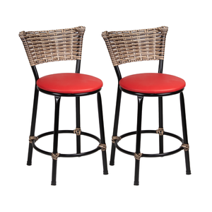 Kit 2 Banquinhos Baixo Cozinha Americana de Fibra Sintetica:capuccino/vermelho