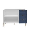 Ver imagem 2 de Balcão Cozinha Aurora 120cm 2 Portas e 3 Gavetas S/ Tampo Cor:branco com Azul