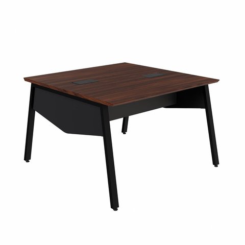 Plataforma de Trabalho para 2 Pessoas com Caixa de Tomadas 120cm Industrial Executive Louro Preto Marrom