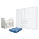 Ver imagem 1 de Berço Americano Danny Branco Acetinado Reller e Guarda Roupa Casal Americano 6 Portas Branco Hp e Co