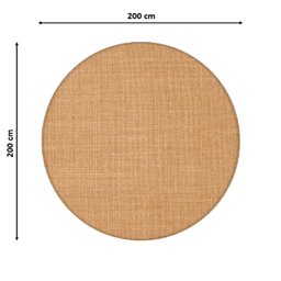 Tapete Sisal Natural Cb Redondo Liso 200cm Apaeb - 3