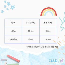 Conjunto de Mesa Redonda Baú com  2 Cadeiras Infantil Borboleta- MDf - 5