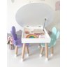 Conjunto de Mesa Redonda Baú com  2 Cadeiras Infantil Borboleta- MDf - 1