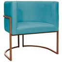 Ver imagem 1 de Poltrona Decorativa Recepção Luna Suede Cores Base de Ferro Bronze - Azul-turquesa, Suede