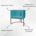 Ver imagem 5 de Poltrona Decorativa Recepção Luna Suede Cores Base de Ferro Bronze - Azul-turquesa, Suede