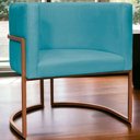 Ver imagem 7 de Poltrona Decorativa Recepção Luna Suede Cores Base de Ferro Bronze - Azul-turquesa, Suede