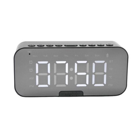 Relogio Despertador Digital Caixa de Som Bluetooth Radio Espelhado Usb Led G10 Preto