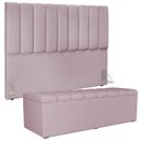Ver imagem 3 de Kit Cabeceira Cama Box Casal King 195cm com Calçadeira Baú Dália W01 Suede Rosê - Lyam Lyam Decor
