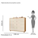 Ver imagem 4 de Cômoda Doble 8 Gavetas Off White/Carvalho Grife - PR Móveis