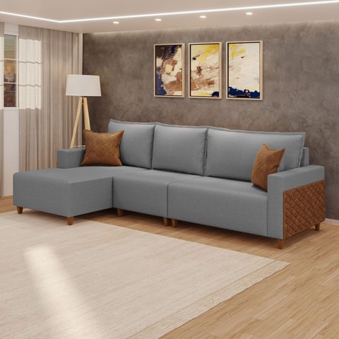 Sofá Linving com Chaise Confort 318cm 4 Lugares Novo Horizonte