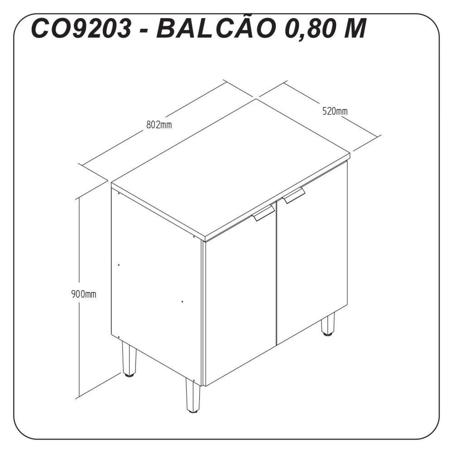 Balcão 80cm 2 Portas Hera   - 4