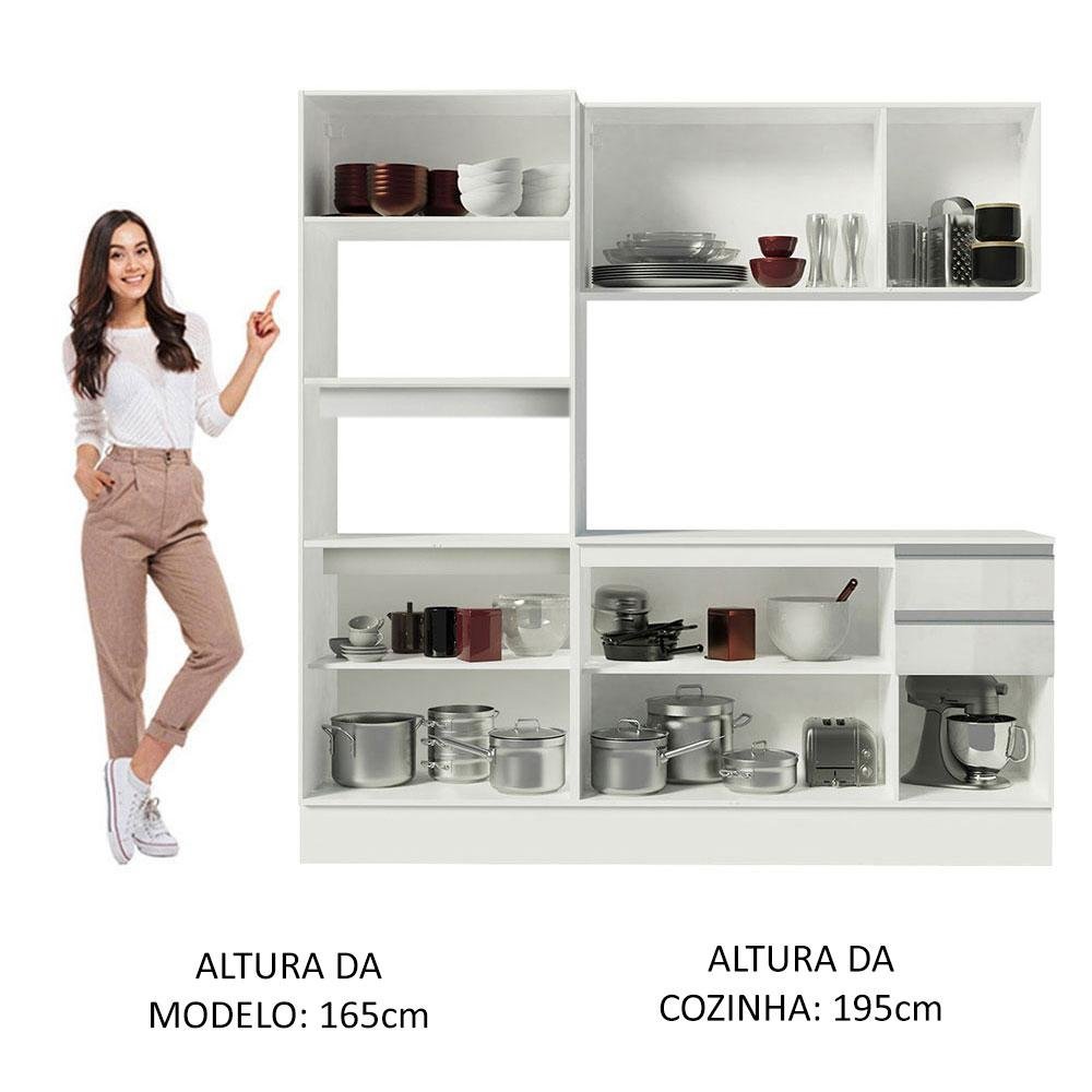 Armário de Cozinha Compacta 100% MDF 190 cm Frentes Branco Brilho Smart Madesa 01 - 7