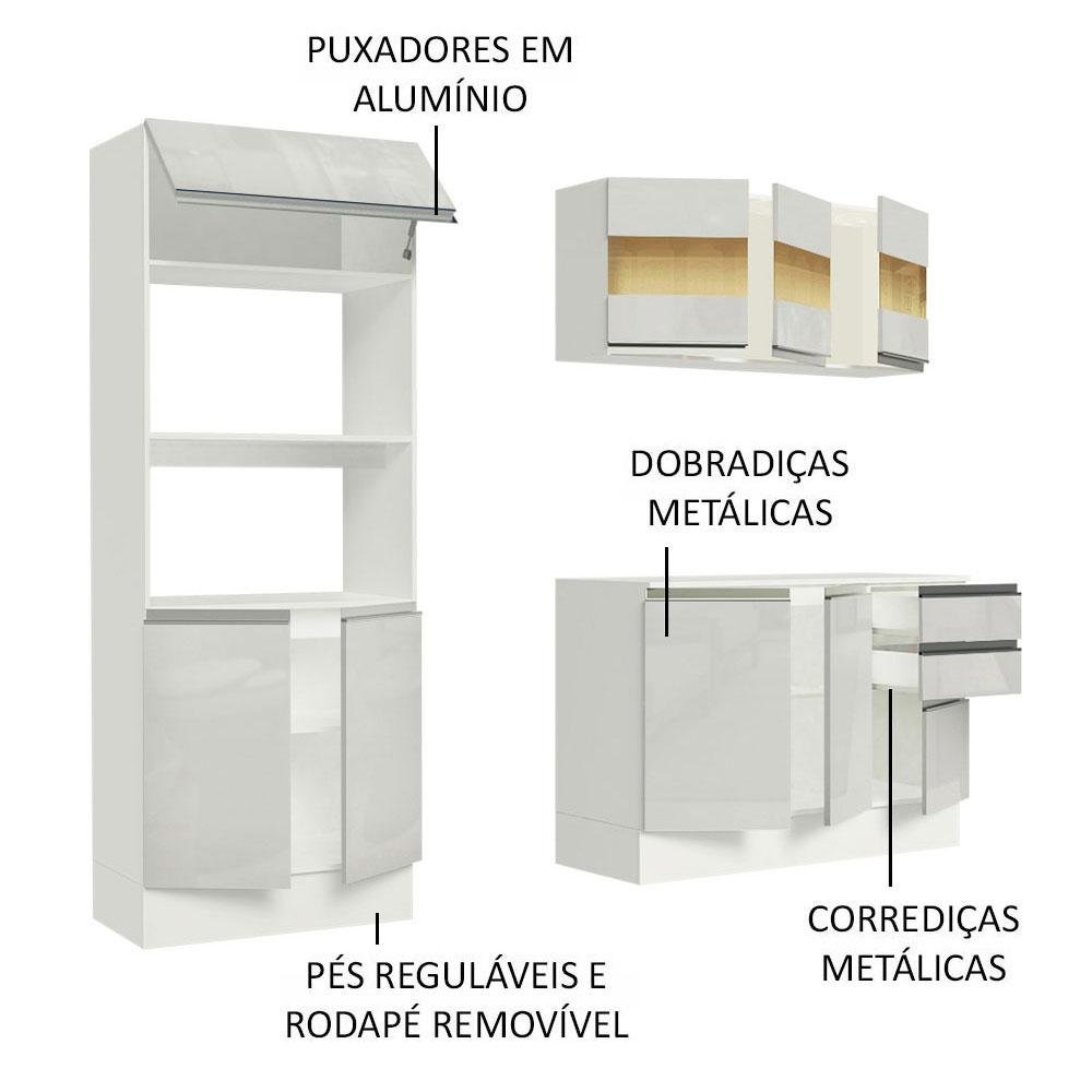 Armário de Cozinha Compacta 100% MDF 190 cm Frentes Branco Brilho Smart Madesa 01 - 5