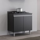 Ver imagem 1 de Balcão Cooktop Ellen 80cm 2 Portas Preto Maderatto Móveis