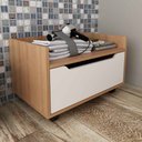 Ver imagem 1 de Balcão Gabinete com 1 Gavetas e Rodízios 60cm Bn3647 Tecnomobili 2023 Móvel na Caixa Amêndoa/branco