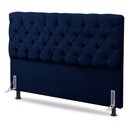 Ver imagem 1 de Cabeceira Cama Box Casal Queen Size Lylla 160cm Capitonê com Frame Veludo Azul Marinho - Abmaza