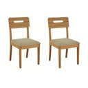 Ver imagem 1 de Cadeira Sala de Jantar Lila 2cmm011ca Premium Madeira Maciça Kit 2 Un Carvalho/boucle Bege -