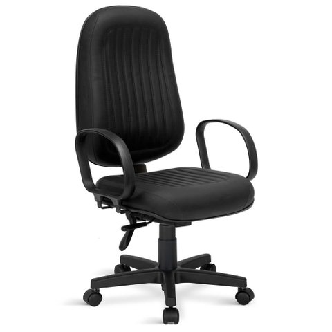 Cadeira Presidente Costura H Back C/braços Preta