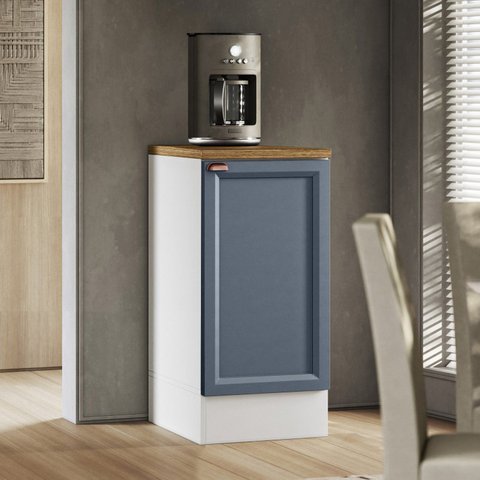 Balcão com Tampo 41cm 1 Porta Yescasa Unna Branco/Azul